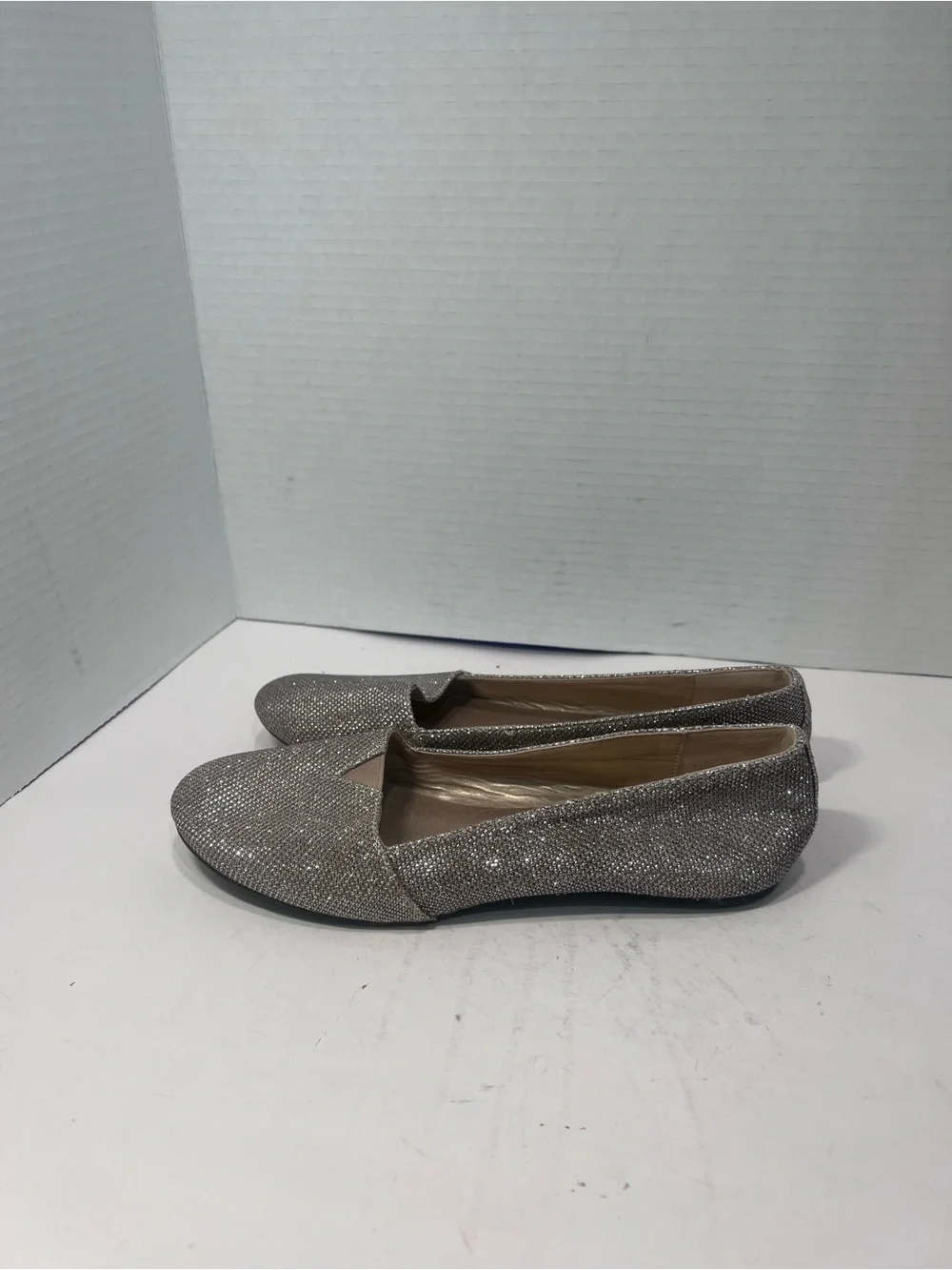 Qupid Silver Glitter Ballet Flats